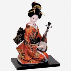 Picture of Japanese Doll - San Xian Player in Red