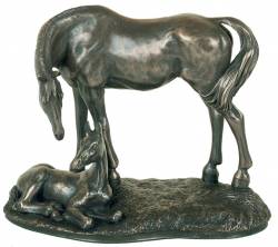 Picture of Mare and Foal Bronze Sculpture
