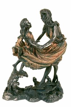 Picture of Mother and Daughter Bronze Sculpture