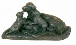 Picture of Golden Retriever and Pups Bronze Ornament