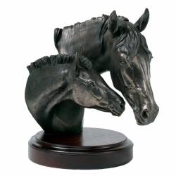 Picture of Large Mare and Foal Heads Bronze Ornament