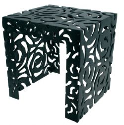 Picture of Metal Black Floral Stool