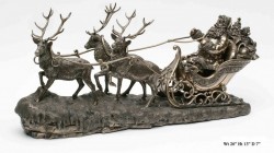 Picture of Santa on Sleigh Bronze Christmas Figurine