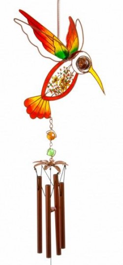 Humming Bird Wind Chime Red And Yellow