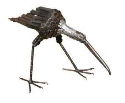 Picture of Curlew Bird Metal Garden Ornament (Pecking)