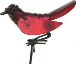 Picture of Red Wren on Stake Pot Bird