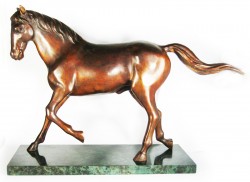 Picture of Trotting Horse Bronze Figurine on Marble Base