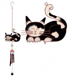 Picture of Black and White Cat Wind Chime