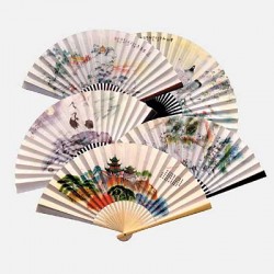 Picture of 30cm Paper Hand Fans - Random Designs (50)