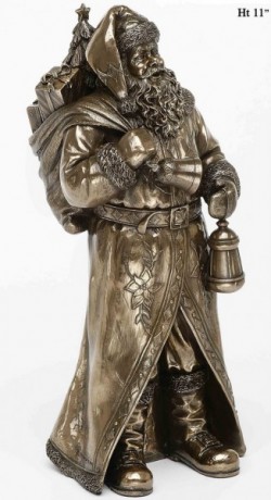 Picture of Standing Santa with Lantern Bronze Figurine