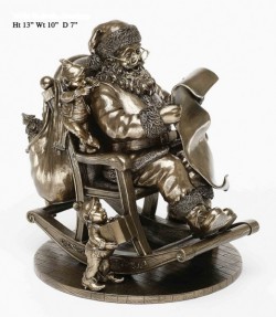 Picture of Santa in Armchair Bronze Figure