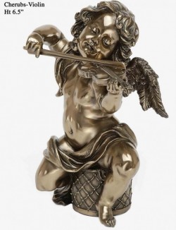 Picture of Cherub with Violin Bronze Ornament