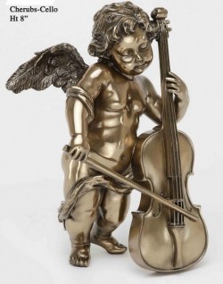 Picture of Cherub with Cello Bronze Ornament