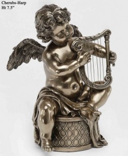 Picture of Cherub with Harp Bronze Ornament