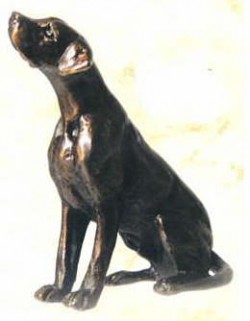 Picture of Dog Sitting (Louise Peterson Foundry Bronze Sculpture)