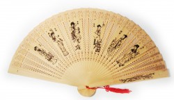 Picture of 6 Chinese Ladies Sandalwood Scented Fan