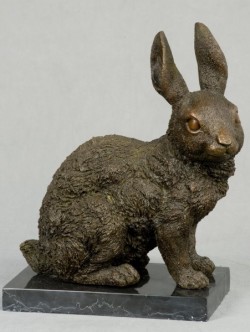 Picture of Rabbit Bronze Figurine on Marble Base
