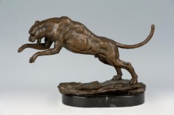 Picture of Leaping Panther Bronze Figurine