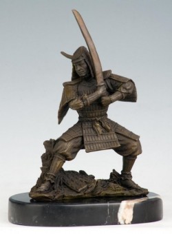 Picture of Defensive Samurai Warrior Bronze Figurine