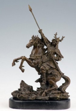 Picture of Samurai Warrior on Horse Bronze Figurine