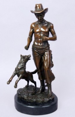 Picture of Cowboy and Dog Bronze Statue