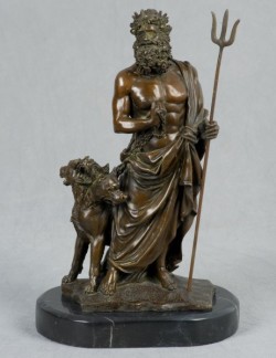 Picture of Poseiden with Cerberus Bronze Statue