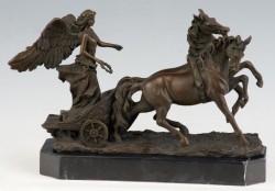Picture of Greek Nike Goddess on Chariot Bronze Figurine