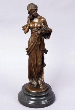 Picture of Classical Woman with Doves Bronze Statue