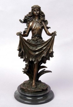 Picture of Nymph with Flowers Bronze Figurine