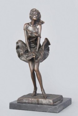 Picture of Girl Holding Down Skirt Bronze Statue