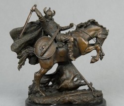 Picture of Viking on Horseback Warrior Bronze Figurine