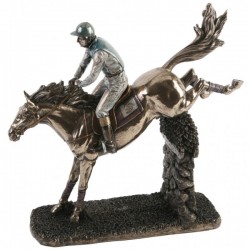 Picture of Landing Horse and Jockey Bronze Figurine (Juliana)