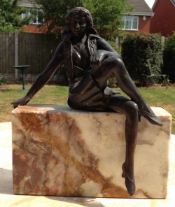 Picture of Girl on a Wall Bronze Figurine