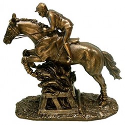 Picture of Jumping Horse and Jockey Bronze Figurine (Juliana)