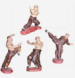 Picture of Set of 4 Kung Fu Performers Shiwan Pottery Figurines