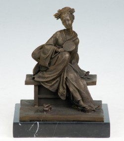 Picture of Japanese Lady Relaxing Bronze Figurine