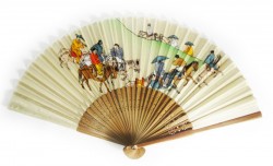 Picture of Chinese Villagers on Horseback Silk Fan 21 cm