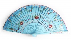 Picture of Bamboo Blue Floral Fan