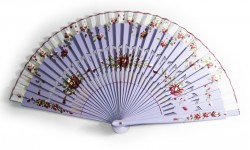 Picture of Bamboo Purple Floral Fan