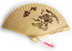 Picture of Black-necked Cranes Sandalwood Scented Fan