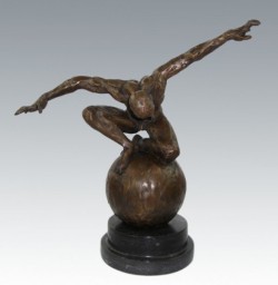 Picture of Nude Man On Globe Bronze Figurine