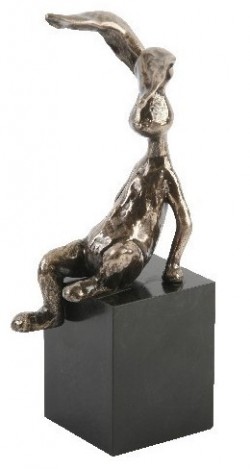 Picture of Polished Bronze Rabbit Figurine on Block (Juliana)
