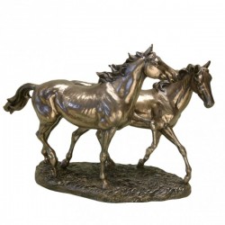 Picture of Two Trotting Horses Large Bronze Figurine (Juliana)