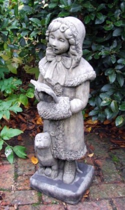 Picture of Victorian Caroller Girl with Dog Statue
