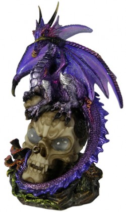Picture of Purple Dragon on Skull Figurine Clawfang (LIGHT FEATURE)