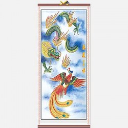 Picture of Golden Dog Chinese Scroll